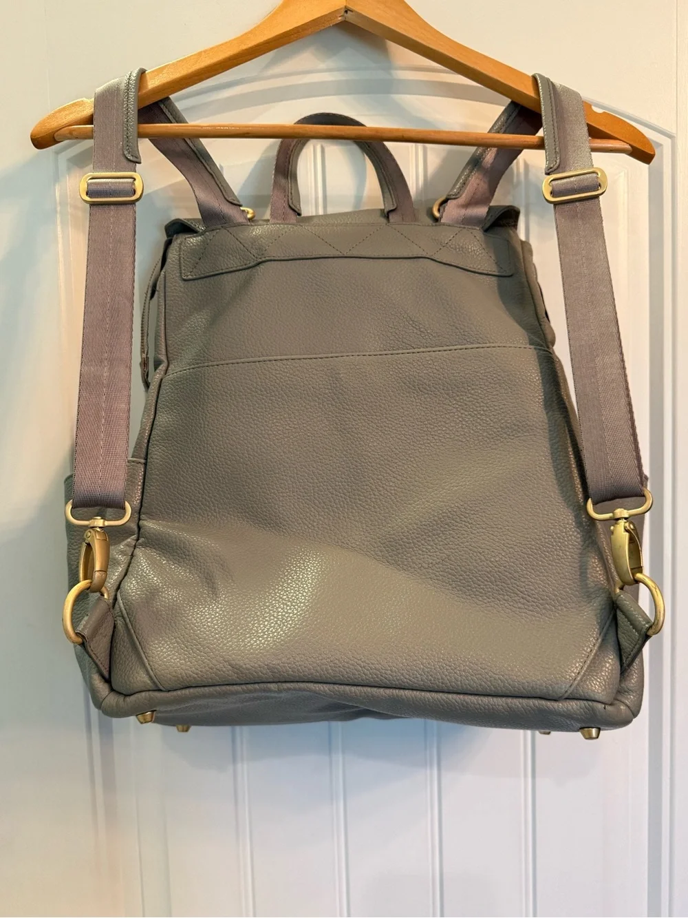 Freshly Picked Classic Diaper Bag II | Full Size Backpack | Gray Vegan Leather |